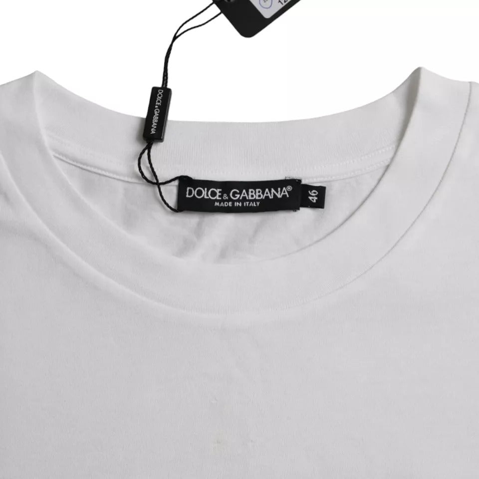 Camiseta de manga corta de cuello redondo de algodón blanco de Dolce & Gabbana