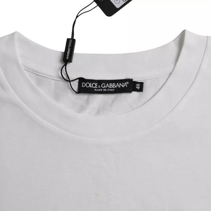 Camiseta de manga corta de cuello redondo de algodón blanco de Dolce & Gabbana