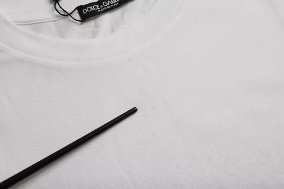 Camiseta de manga corta de cuello redondo de algodón blanco de Dolce & Gabbana