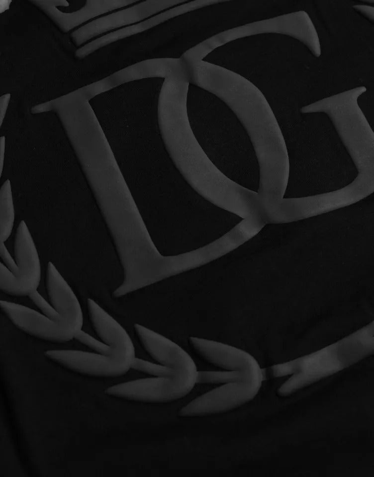 Camiseta de algodón negro con cuello redondo y logo repujado de Dolce & Gabbana