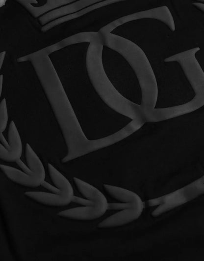 Camiseta de algodón negro con cuello redondo y logo repujado de Dolce & Gabbana