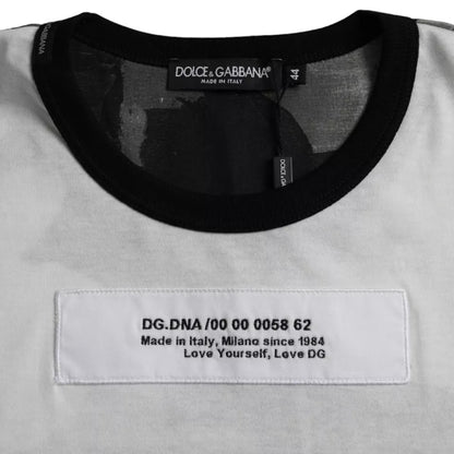 Camiseta Dolce & Gabbana con cuello redondo de camuflaje en blanco y negro