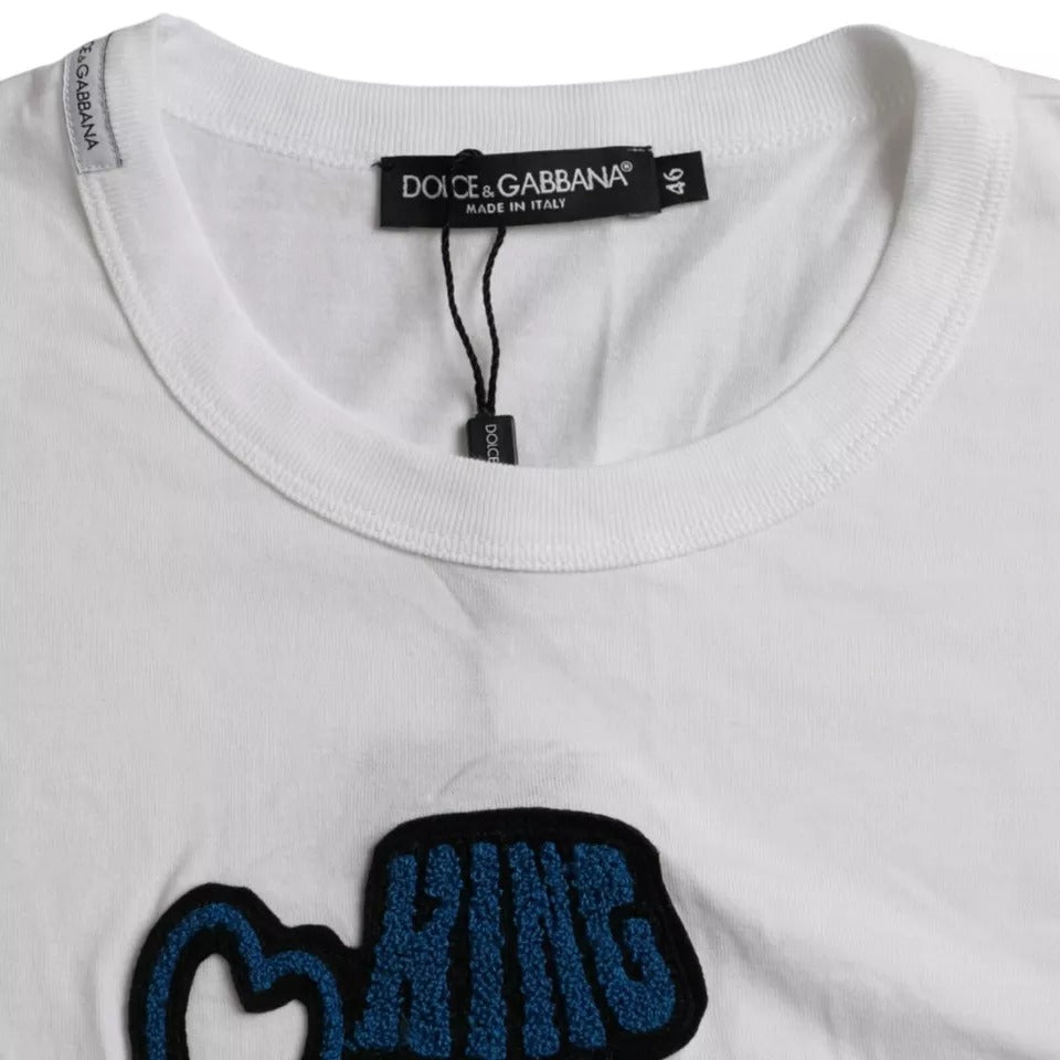Dolce & Gabbana King Of Love Blanca Camiseta de Cuello Redondo Manga Corta