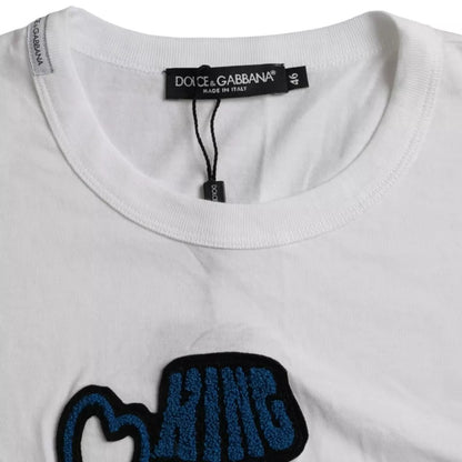 Dolce & Gabbana King Of Love Blanca Camiseta de Cuello Redondo Manga Corta