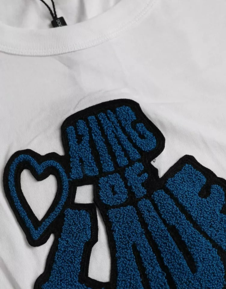 Dolce & Gabbana King Of Love Blanca Camiseta de Cuello Redondo Manga Corta