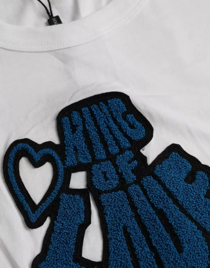 Dolce & Gabbana King Of Love Blanca Camiseta de Cuello Redondo Manga Corta