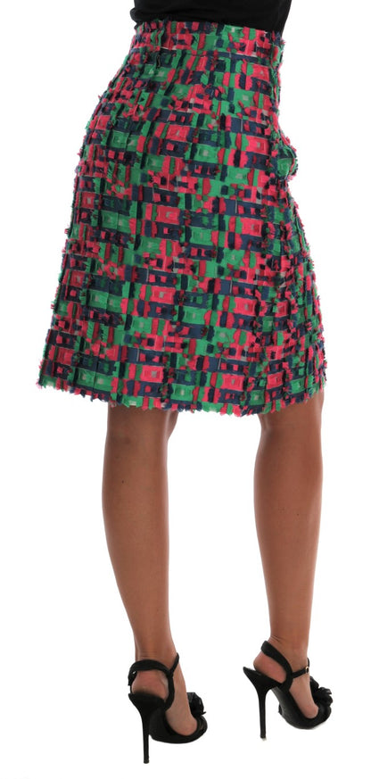 Falda lápiz de jacquard rosa y verde de Dolce & Gabbana