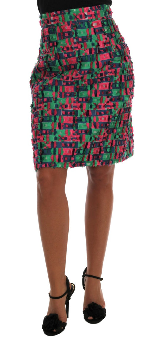 Falda lápiz de jacquard rosa y verde de Dolce & Gabbana