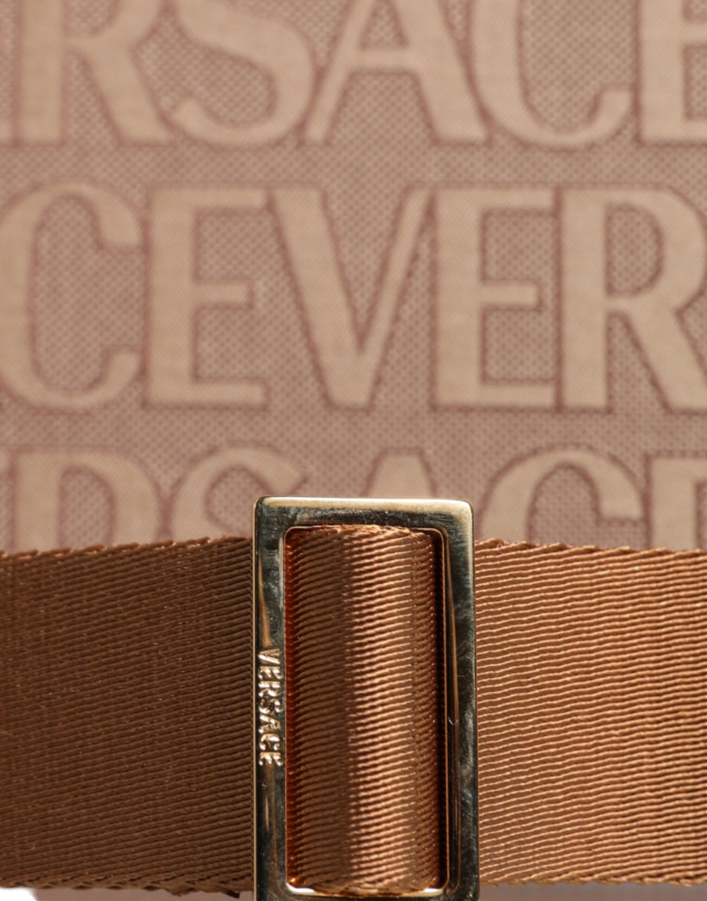 Sac fourre-tout Versace marron en cuir Jacquard logo anse supérieure bandoulière