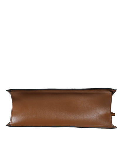 Sac fourre-tout Versace marron en cuir Jacquard logo anse supérieure bandoulière