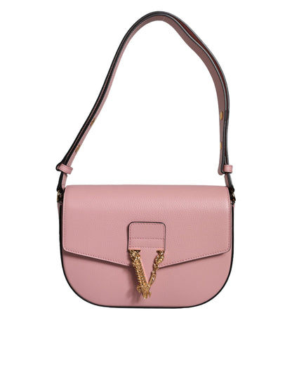 Bolso De Bandolera Versace En Piel VacunoGranulada Con Logo Rosa