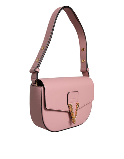 Bolso De Bandolera Versace En Piel VacunoGranulada Con Logo Rosa