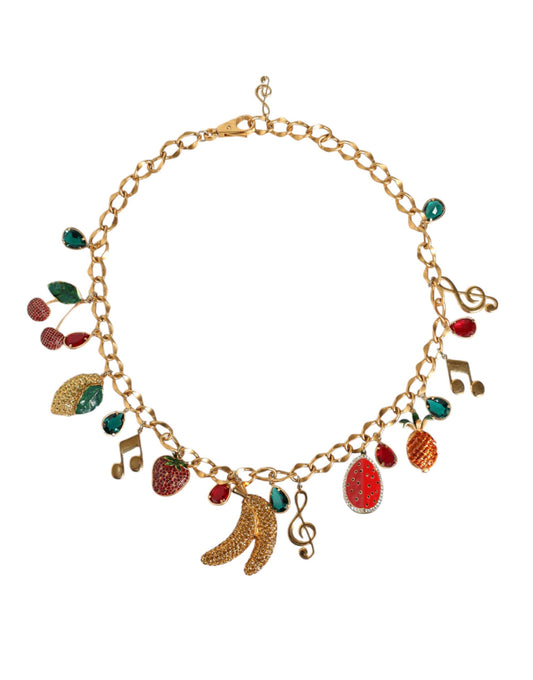 Cinturón de cadena para la cintura Dolce & Gabbana de latón dorado con adornos de cristales frutales