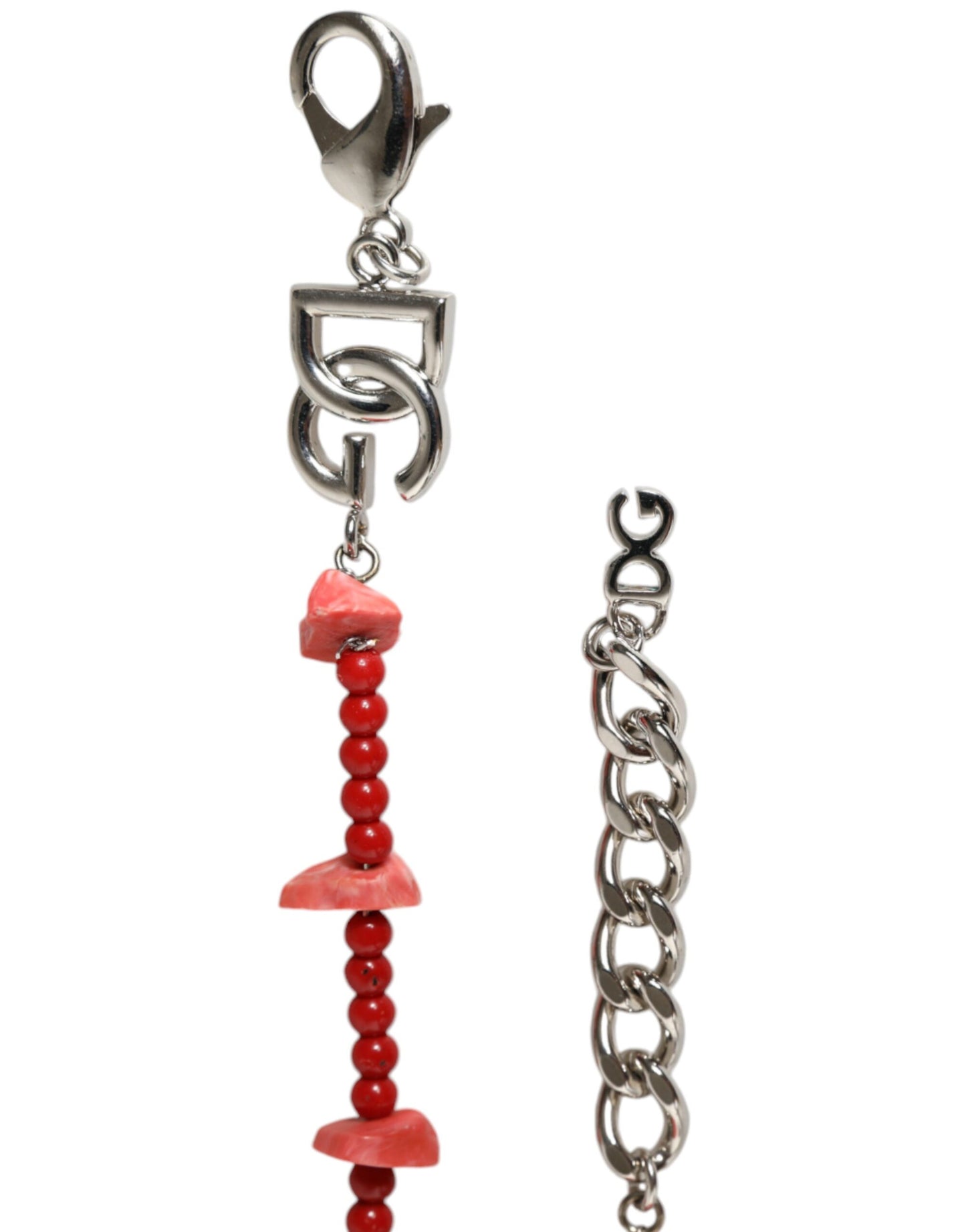 Pulsera Dolce & Gabbana de cadena con logo DG, cuentas y resina, tono plateado