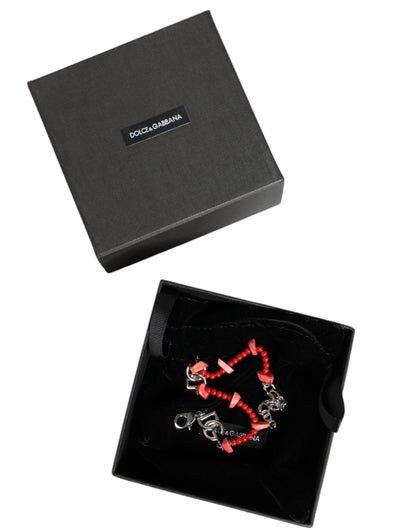 Pulsera Dolce & Gabbana de cadena con logo DG, cuentas y resina, tono plateado