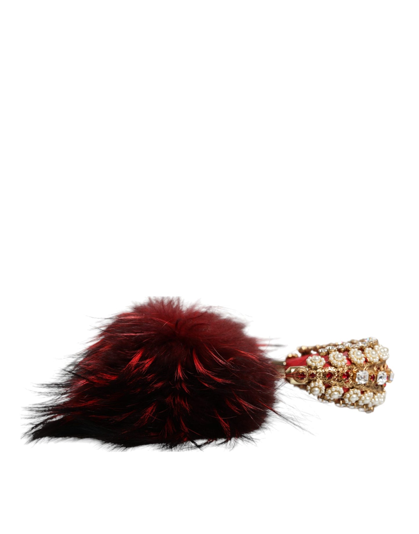 Auriculares de audio AUX Dolce & Gabbana de oro rojo con cristales y piel