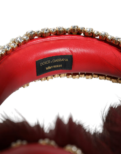 Auriculares de audio AUX Dolce & Gabbana de oro rojo con cristales y piel