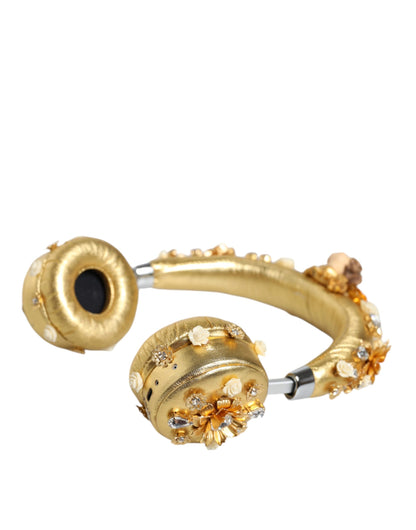 Auriculares de diadema Dolce & Gabbana Gold Leather Floral Crystal Angel