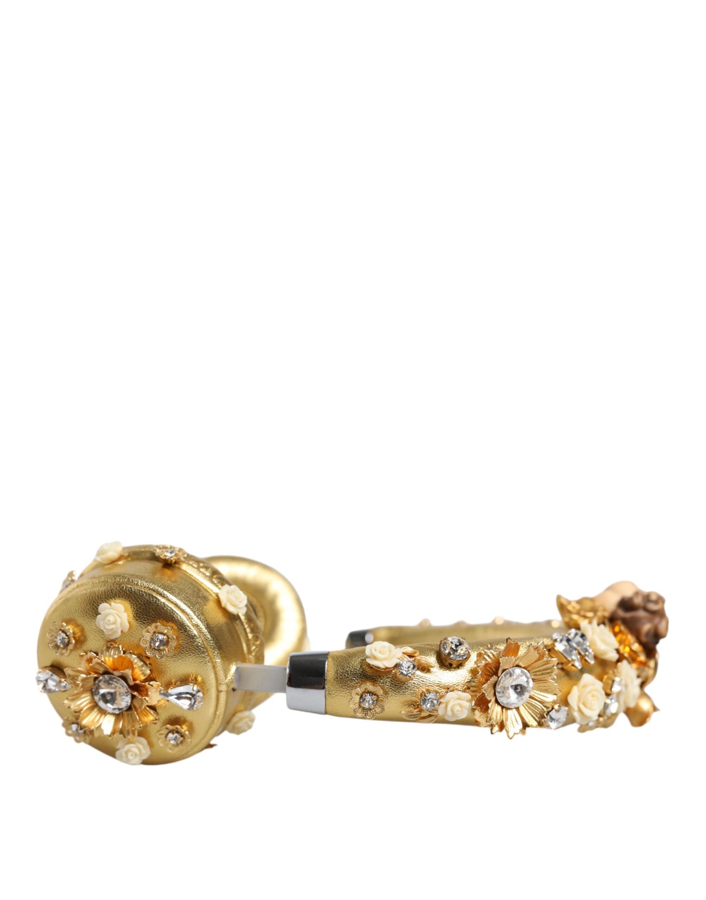 Auriculares de diadema Dolce & Gabbana Gold Leather Floral Crystal Angel