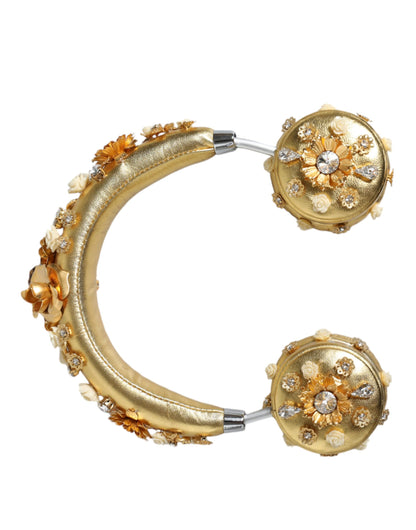 Auriculares de diadema Dolce & Gabbana Gold Leather Floral Crystal Angel