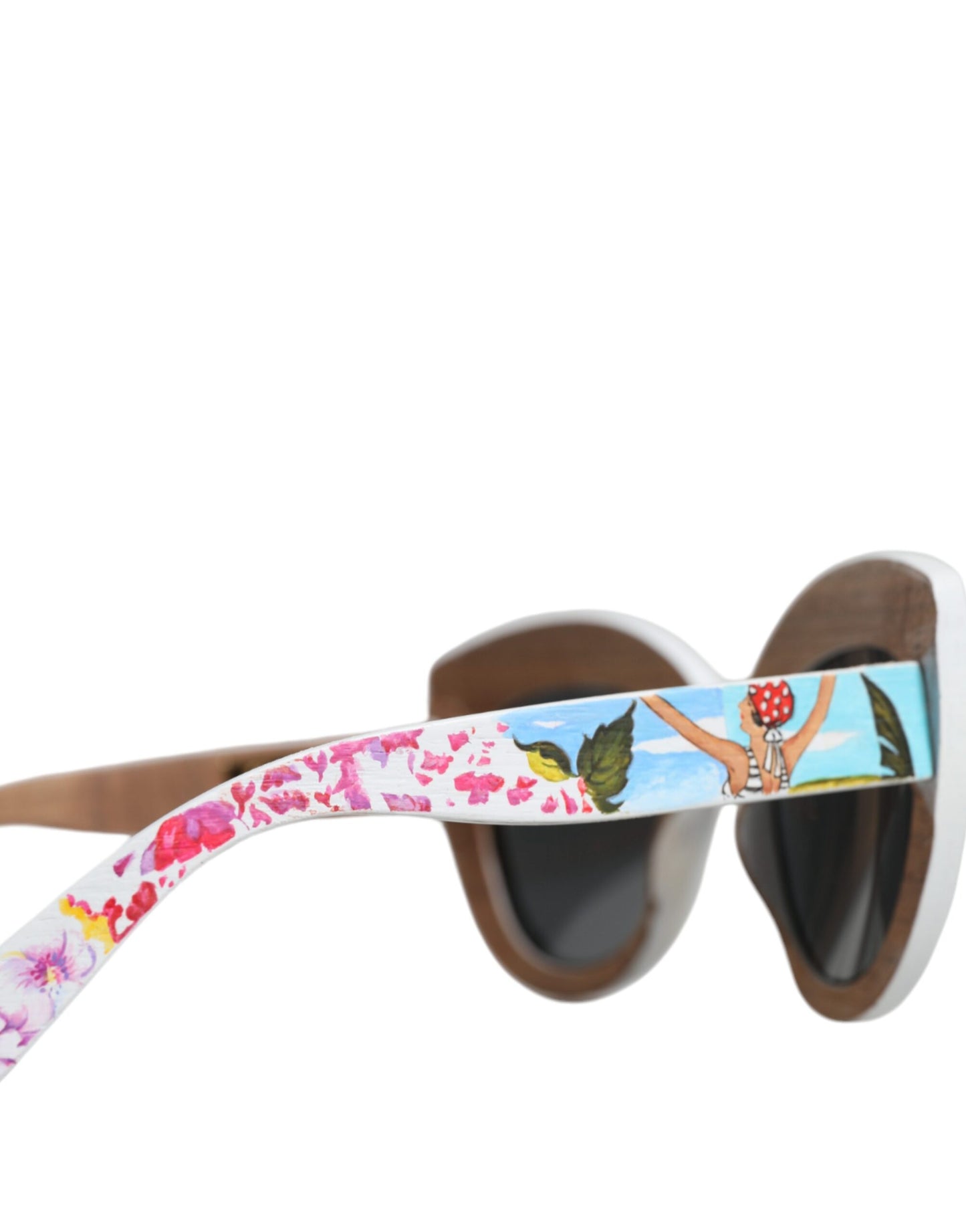 Gafas de sol Dolce & Gabbana de madera multicolor, cristal, armazón de latón y pintadas a mano con motivos florales