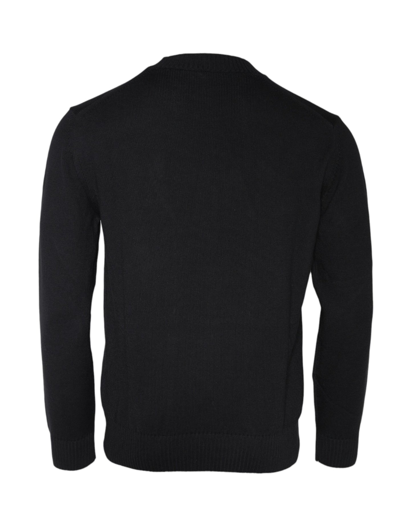 Suéter Versace negro con cuello redondo y logo Medusa bordado
