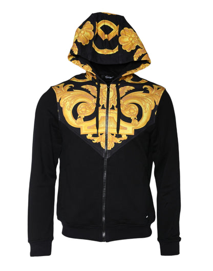 Versace Black Medusa Print Cotton Full Zip Sweatshirt