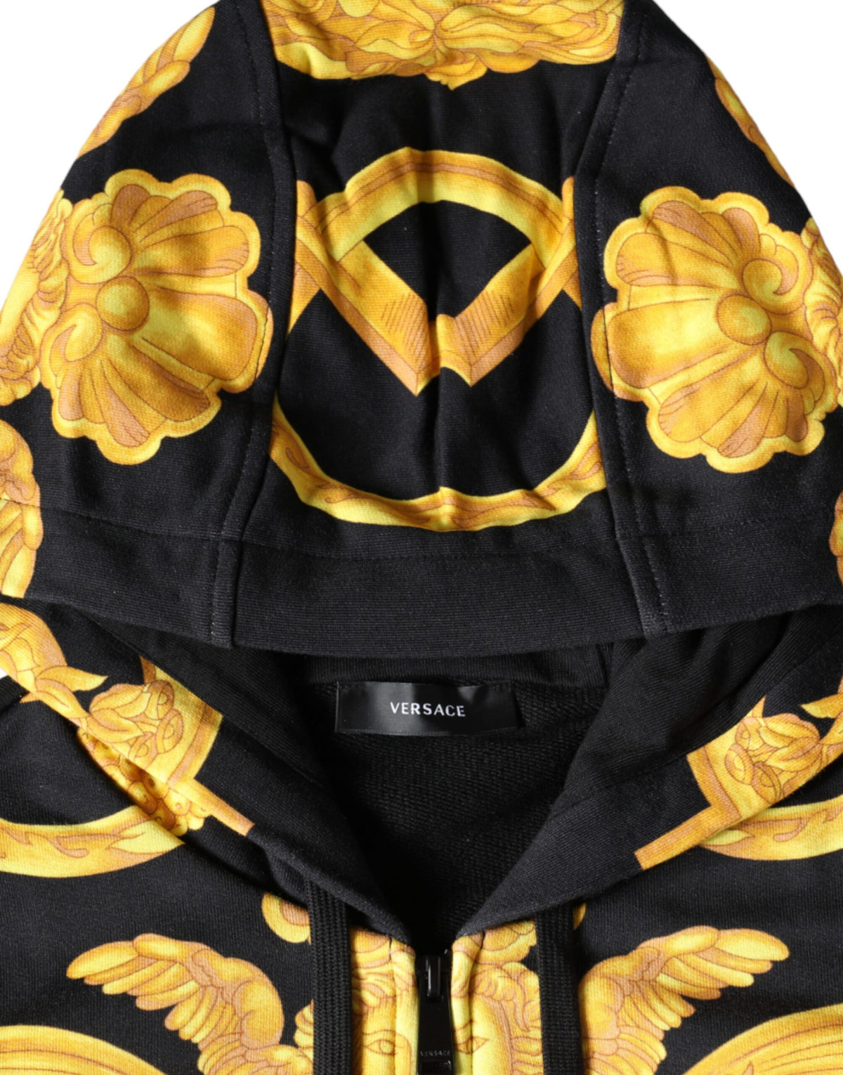 Versace Black Medusa Print Cotton Full Zip Sweatshirt