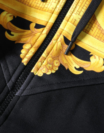 Versace Black Medusa Print Cotton Full Zip Sweatshirt