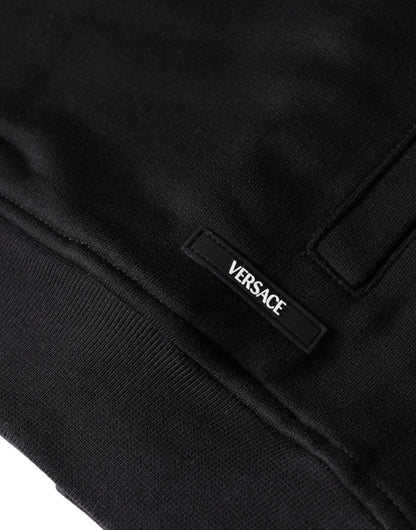 Versace Black Medusa Print Cotton Full Zip Sweatshirt