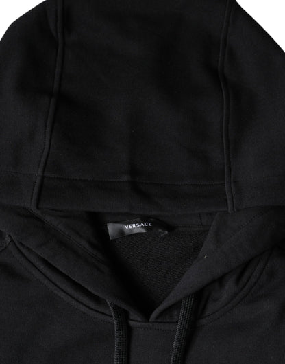 Sudadera con capucha y estampado de Medusa negra de algodón Versace