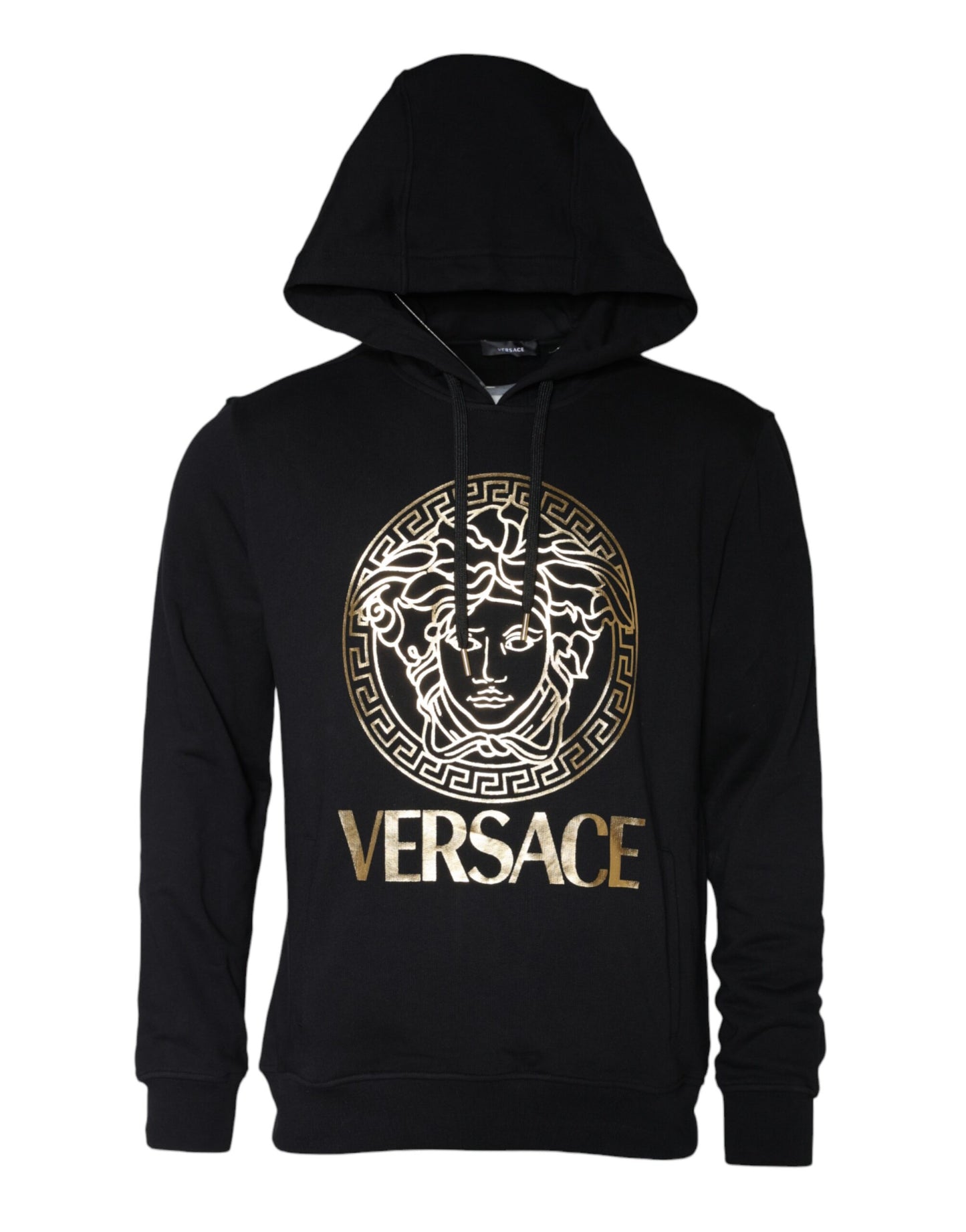 Sudadera con capucha y estampado de Medusa negra de algodón Versace