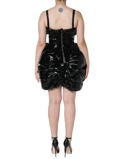 Minivestido negro de poliéster fruncido revestido de Dolce & Gabbana