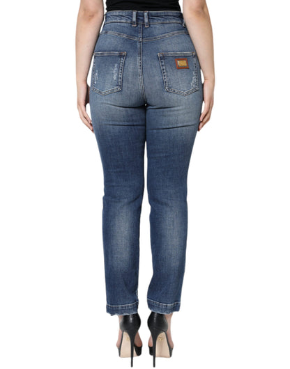 Dolce & Gabbana Vaqueros pitillo de mezclilla de algodón azul oscuro desgastados