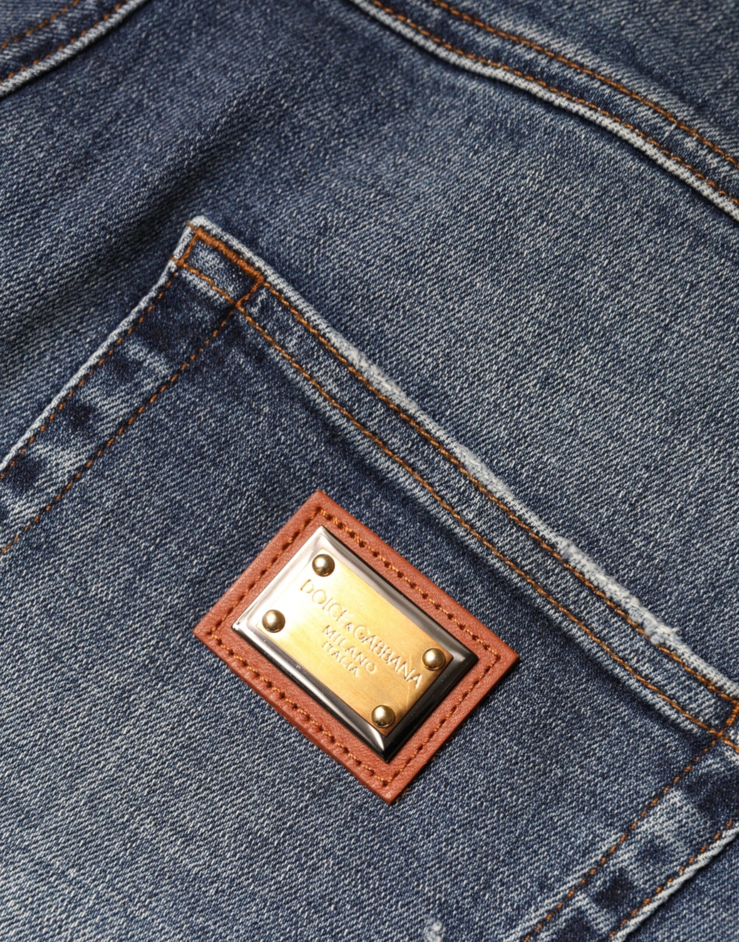 Dolce & Gabbana Vaqueros pitillo de mezclilla de algodón azul oscuro desgastados
