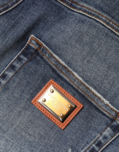 Dolce & Gabbana Vaqueros pitillo de mezclilla de algodón azul oscuro desgastados