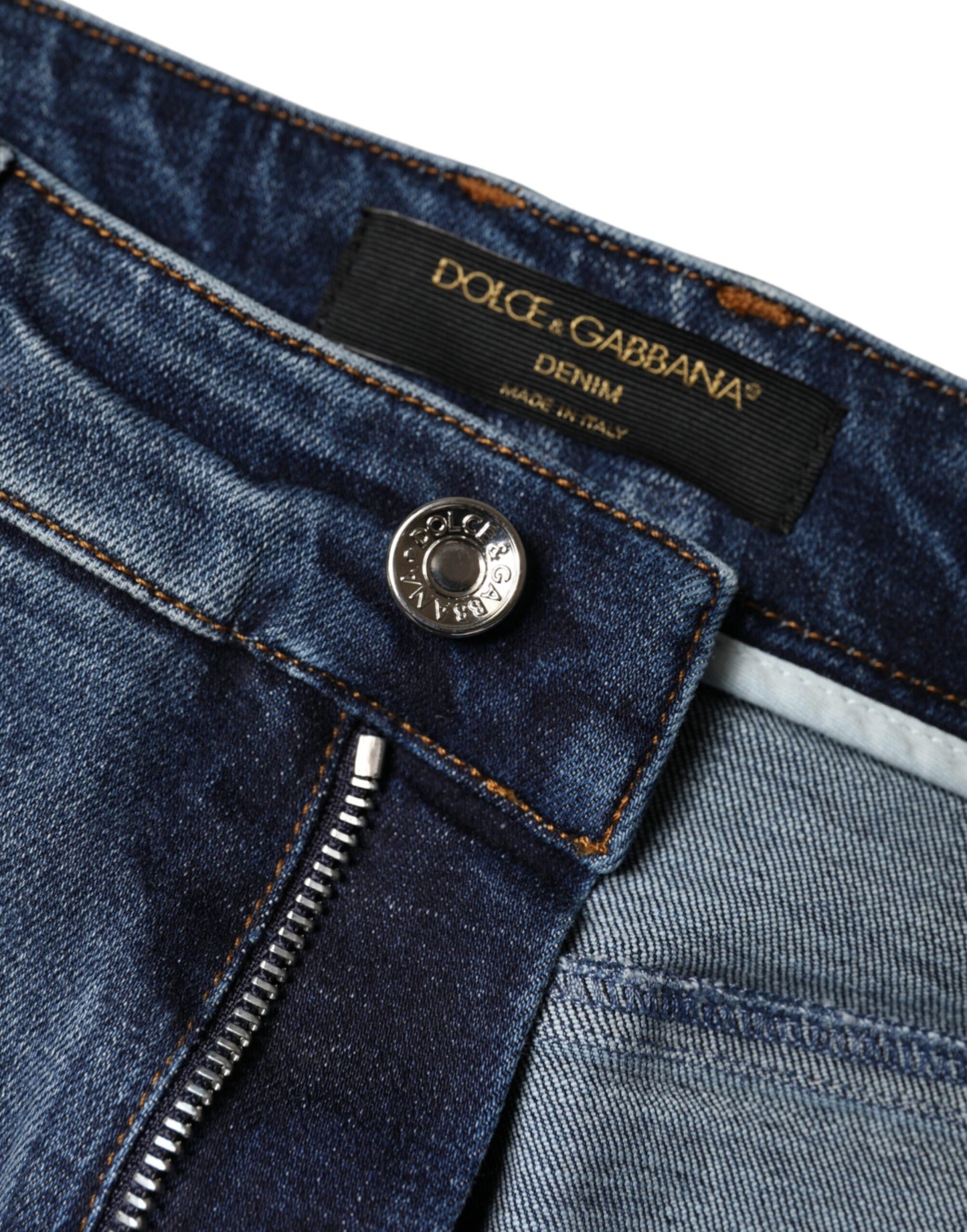 Dolce & Gabbana Vaqueros pitillo de mezclilla de algodón azul oscuro desgastados