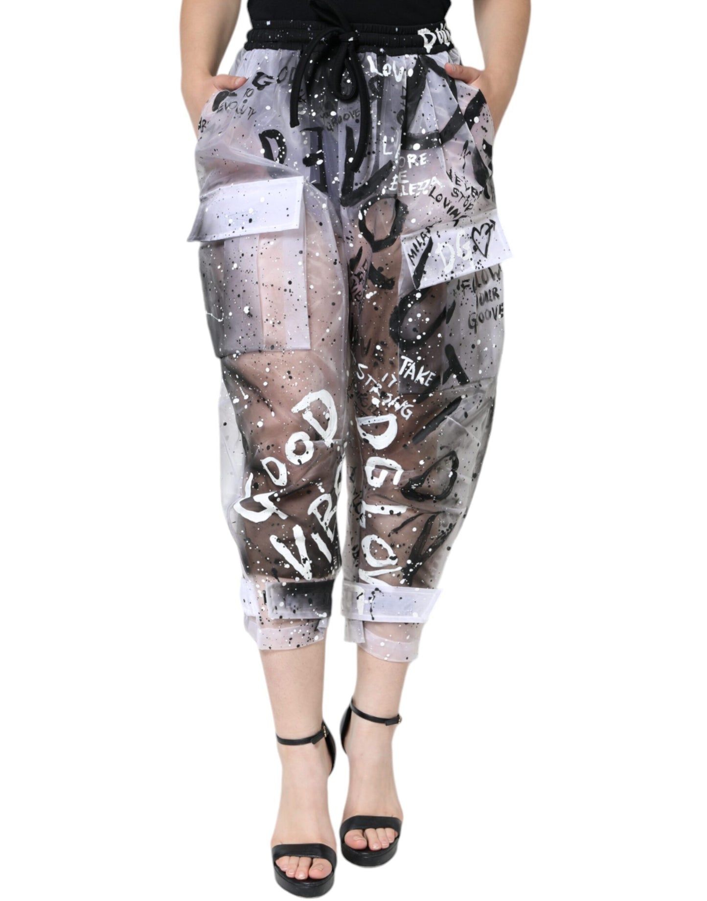 Pantalones cargo cortos Dolce & Gabbana blancos transparentes con logo