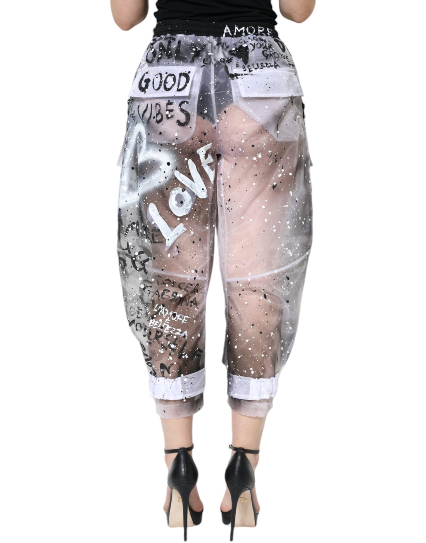Pantalones cargo cortos Dolce & Gabbana blancos transparentes con logo