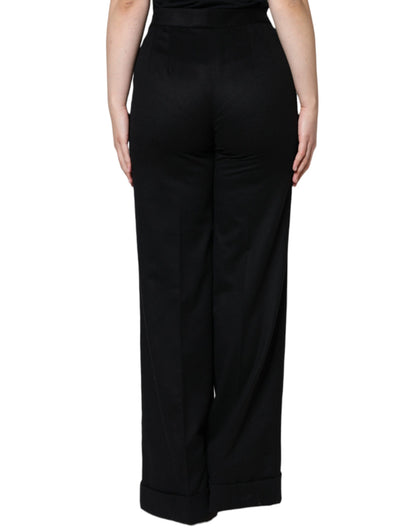 Pantalones de mujer Dolce & Gabbana de cachemir negro de tiro medio con corte de bota