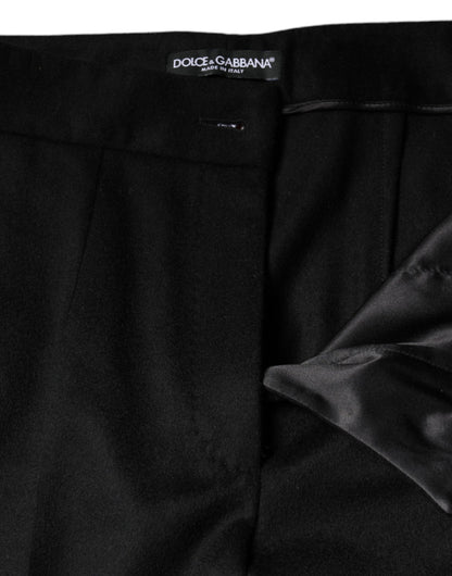 Pantalones de mujer Dolce & Gabbana de cachemir negro de tiro medio con corte de bota
