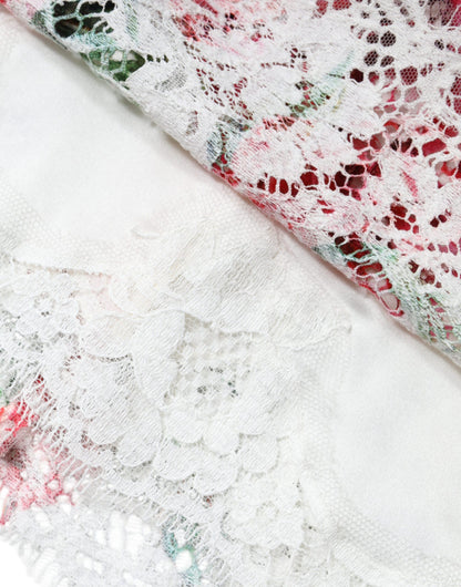 Top blusa de manga corta de encaje de peonía blanca de Dolce & Gabbana