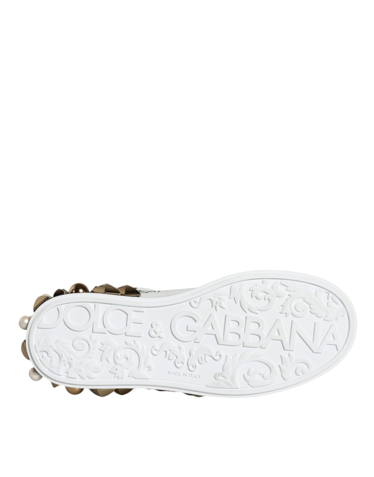 Zapatillas con tachuelas florales de cuero blanco Dolce & Gabbana