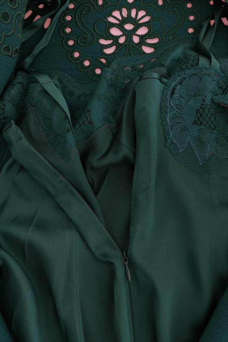 Vestido de seda y lana Dolce & Gabbana verde floral con aberturas