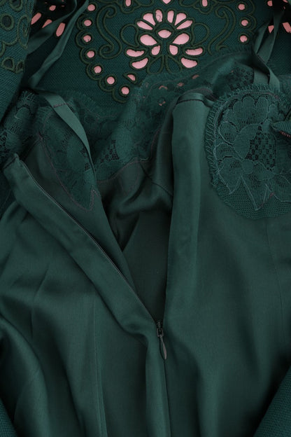 Vestido de seda y lana Dolce & Gabbana verde floral con aberturas