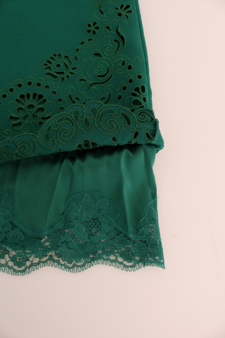 Vestido de seda y lana Dolce & Gabbana verde floral con aberturas