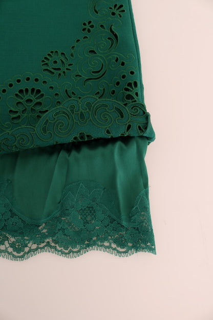 Vestido de seda y lana Dolce & Gabbana verde floral con aberturas