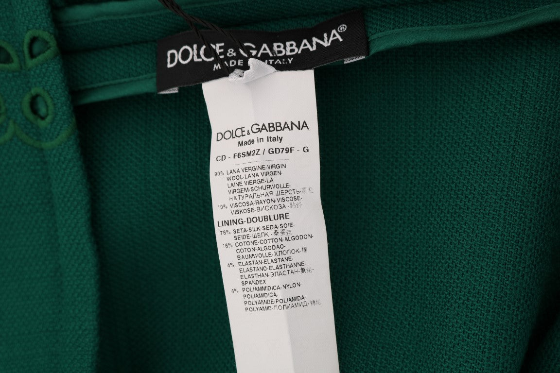 Vestido de seda y lana Dolce & Gabbana verde floral con aberturas
