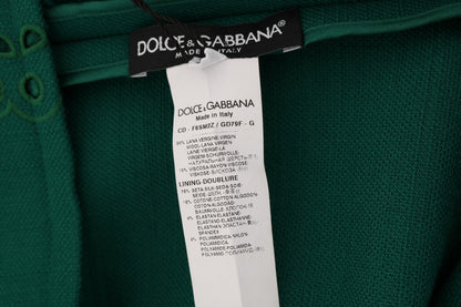 Vestido de seda y lana Dolce & Gabbana verde floral con aberturas