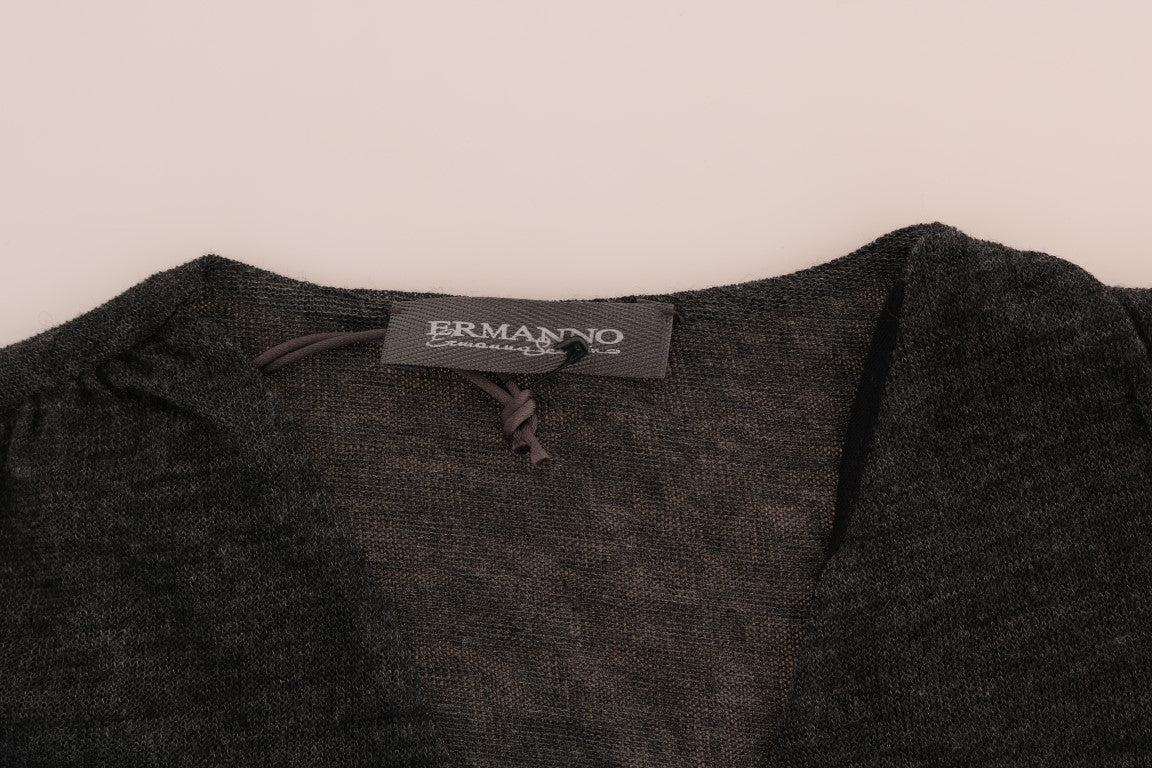 Camiseta de manga larga Ermanno Scervino de lana gris con encaje